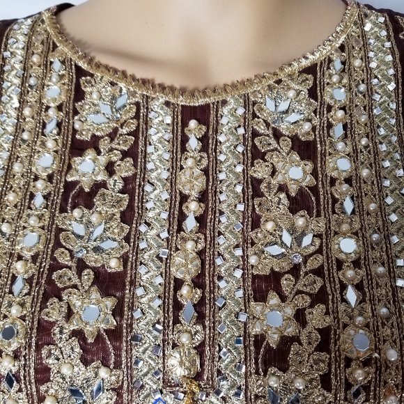 Tawakkal Fancy Zardozi Embroidered Banarsi Masuri Shalwar Kameez Pakistani XL/48 - Picture 14 of 17
